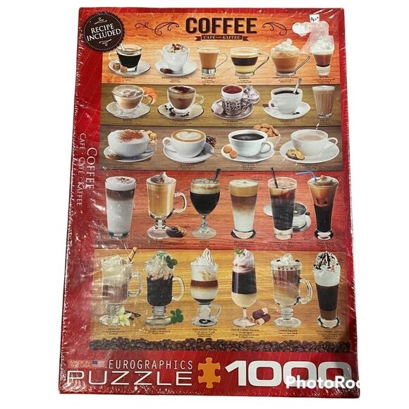 Eurographics Coffee Cafe 1000 Piece Puzzle with Recipe Made In USA Factory Seal - Picture 1 of 4
